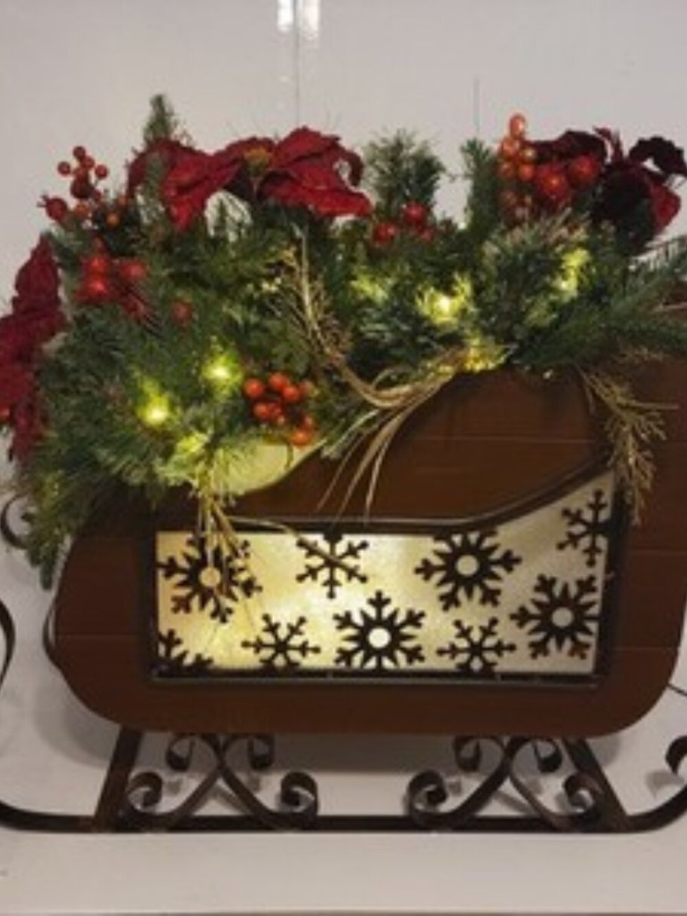 Holiday Living 30in Pre-Lit Topiary Sleigh Christmas Decor 0848149